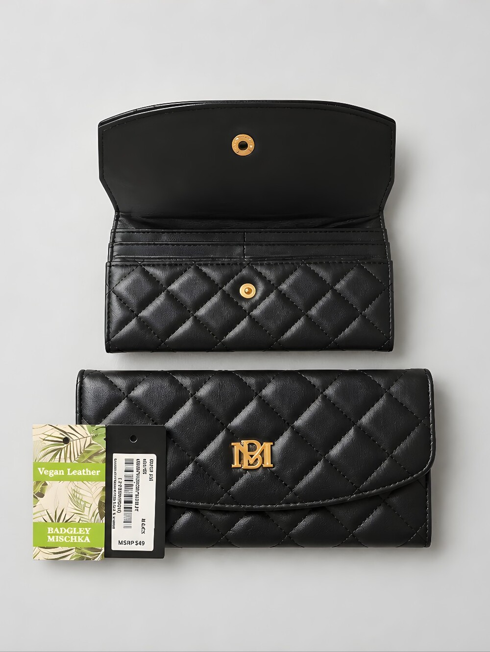 Badgley Mischka Quilted Black Clutch